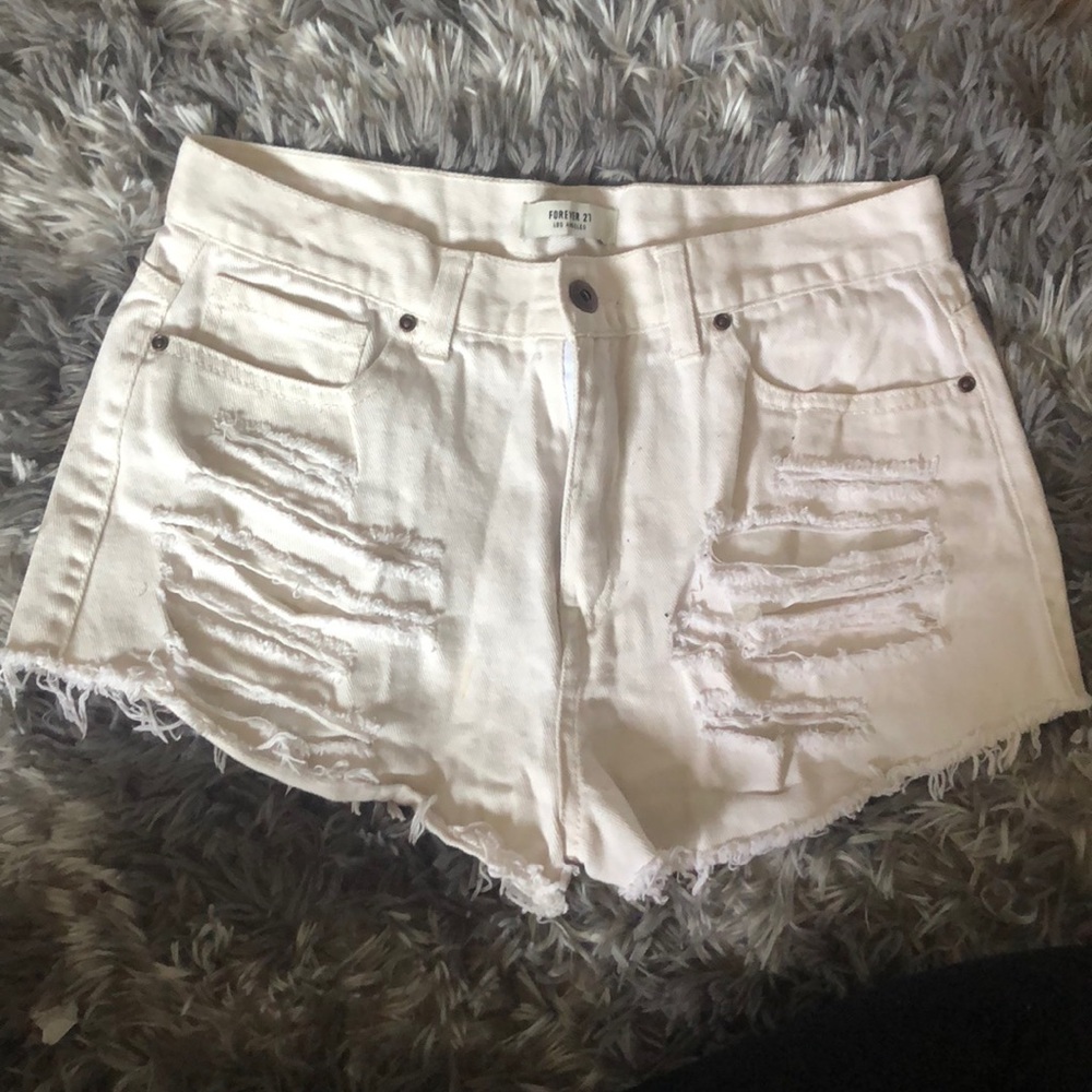 White jean shorts